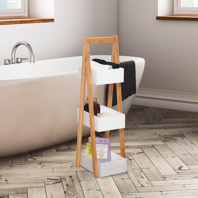 3 Tier A Frame Freestanding Bathroom Shower Caddy Storage Rack - White Natural