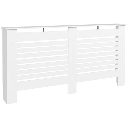 152 x 19 x 81 cm MDF Radiator Cover with Slatted Design and Shelf - White