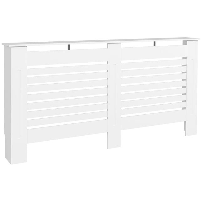 152 x 19 x 81 cm MDF Radiator Cover with Slatted Design and Shelf - White
