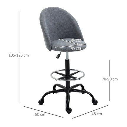 Ergonomic Drafting chair Adjustable Height w/ 5 Wheels Padded Seat Footrest 360¬