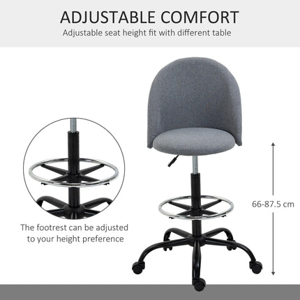 Ergonomic Drafting chair Adjustable Height w/ 5 Wheels Padded Seat Footrest 360¬