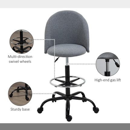 Ergonomic Drafting chair Adjustable Height w/ 5 Wheels Padded Seat Footrest 360¬