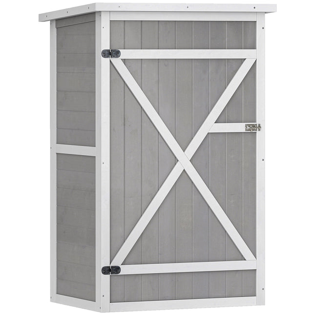 Wooden Garden Storage Shed Fir Wood Tool Cabinet Compact Design - Grey