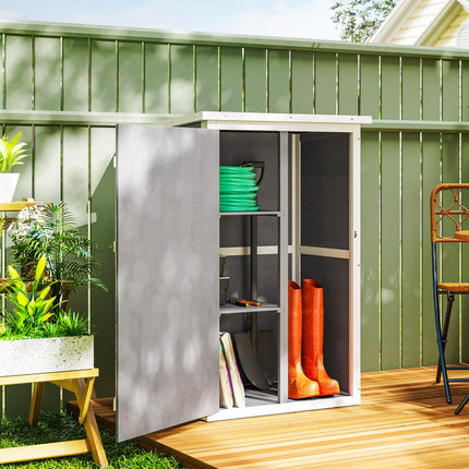 Wooden Garden Storage Shed Fir Wood Tool Cabinet Compact Design - Grey