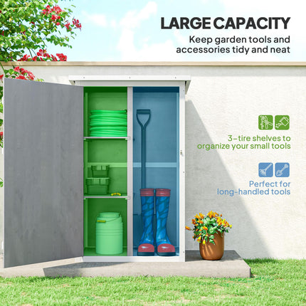 Wooden Garden Storage Shed Fir Wood Tool Cabinet Compact Design - Grey