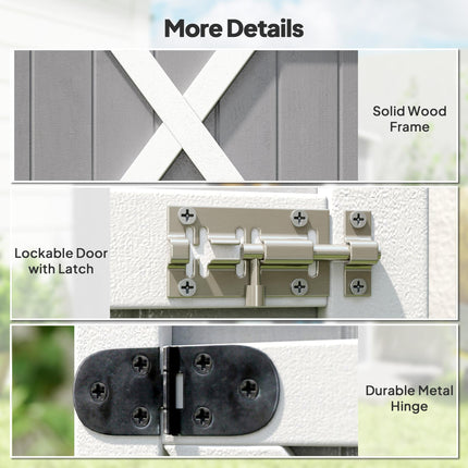 Wooden Garden Storage Shed Fir Wood Tool Cabinet Compact Design - Grey