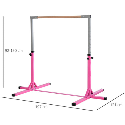 Adjustable Steel Frame Horizontal Gymnastics Bar for Kids - Pink