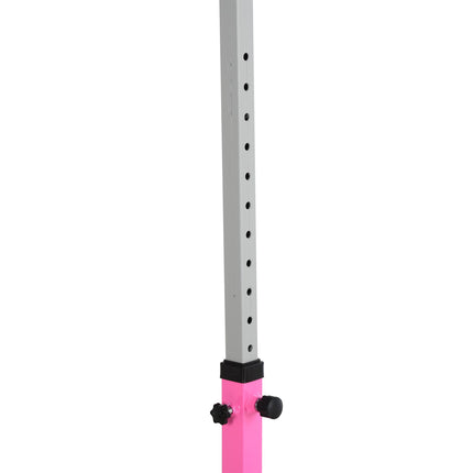 Adjustable Steel Frame Horizontal Gymnastics Bar for Kids - Pink