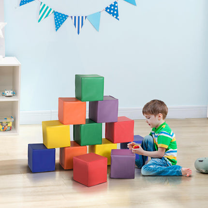 Kids 12-Piece Soft PU Stacking Blocks Set - Multi-Colour