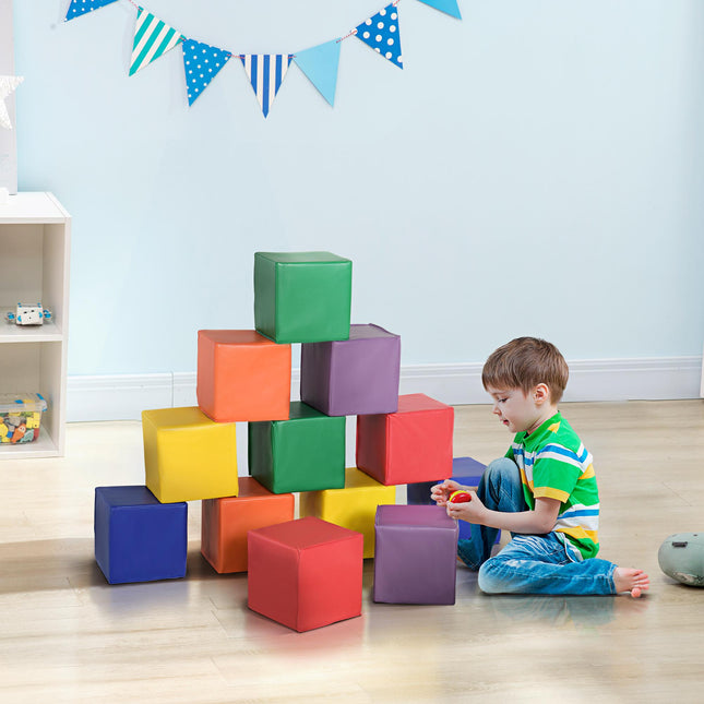 Kids 12-Piece Soft PU Stacking Blocks Set - Multi-Colour