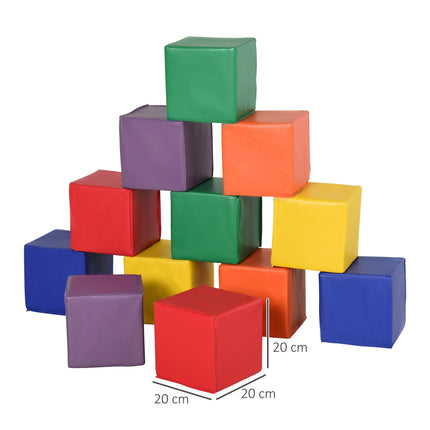 Kids 12-Piece Soft PU Stacking Blocks Set - Multi-Colour