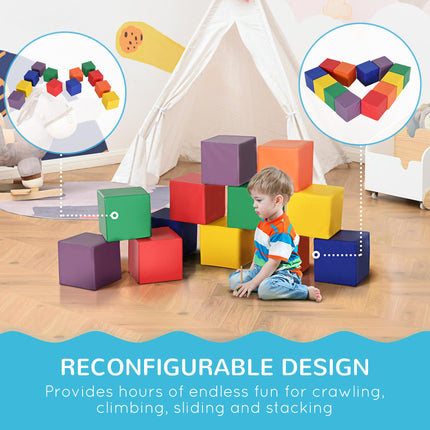 Kids 12-Piece Soft PU Stacking Blocks Set - Multi-Colour