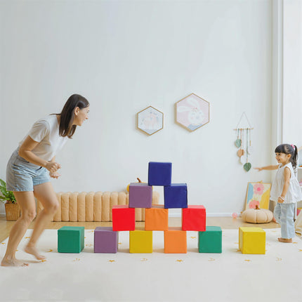 Kids 12-Piece Soft PU Stacking Blocks Set - Multi-Colour