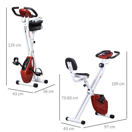 Steel Manual Magnetic Stationary Exercise Bike with LCD Monitor - Red