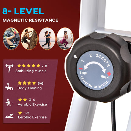 Steel Manual Magnetic Stationary Exercise Bike with LCD Monitor - Red