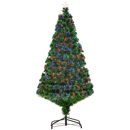 5FT Pre-Lit Fibre Optic Christmas Tree with Multi-Colour Lights - Green