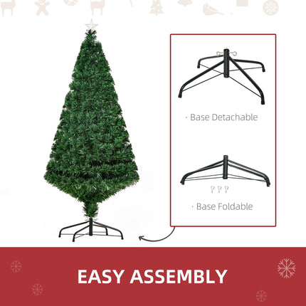 5FT Pre-Lit Fibre Optic Christmas Tree with Multi-Colour Lights - Green