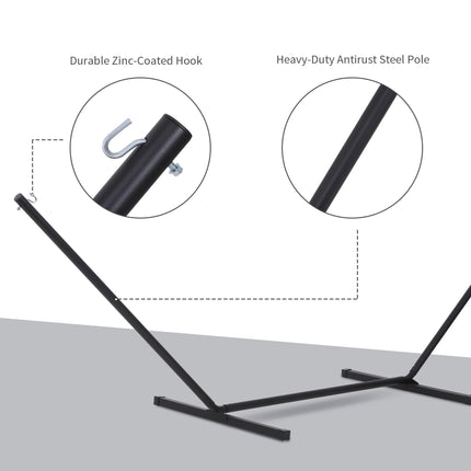 Extra Long Metal Hammock Stand for Garden and Camping - Black