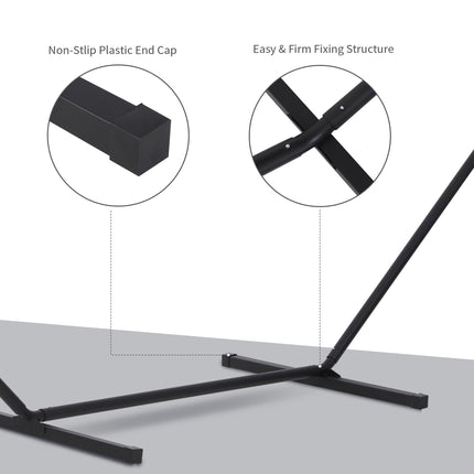 Extra Long Metal Hammock Stand for Garden and Camping - Black