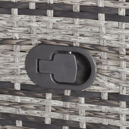 2 Seater Patio Rattan Wicker Reclining Chaise Lounge Sofa Set with Coffee Table and Cushions - Mixed Grey