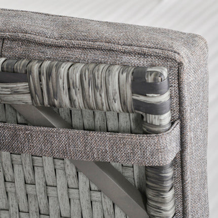 2 Seater Patio Rattan Wicker Reclining Chaise Lounge Sofa Set with Coffee Table and Cushions - Mixed Grey