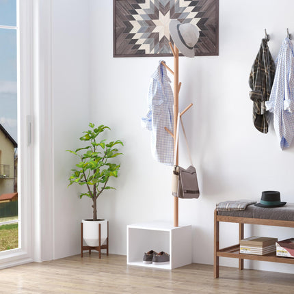 180 cm Hallway Coat Rack Storage Bench Tree Hat Hanger Entryway Stand Garment Or