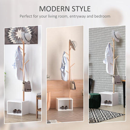 180 cm Hallway Coat Rack Storage Bench Tree Hat Hanger Entryway Stand Garment Or