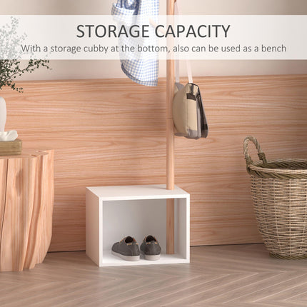 180 cm Hallway Coat Rack Storage Bench Tree Hat Hanger Entryway Stand Garment Or