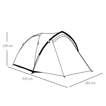 2 Room Dome Camping Tent for 3-4 Person with Weatherproof Vestibule - Green