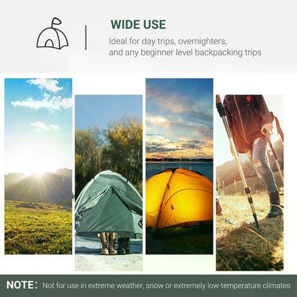 2 Room Dome Camping Tent for 3-4 Person with Weatherproof Vestibule - Green