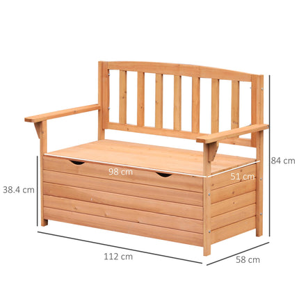 Outdoor Garden Storage Bench with Hidden Compartment Solid Fir Wood Seating - Natural Wood
