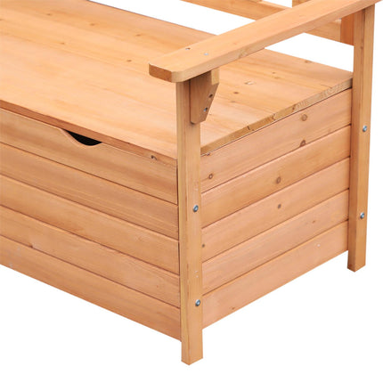Outdoor Garden Storage Bench with Hidden Compartment Solid Fir Wood Seating - Natural Wood