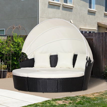6 Piece Rattan Garden Furniture Set with Cushions and Coffee Table - Black