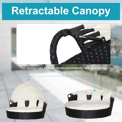 6 Piece Rattan Garden Furniture Set with Cushions and Coffee Table - Black
