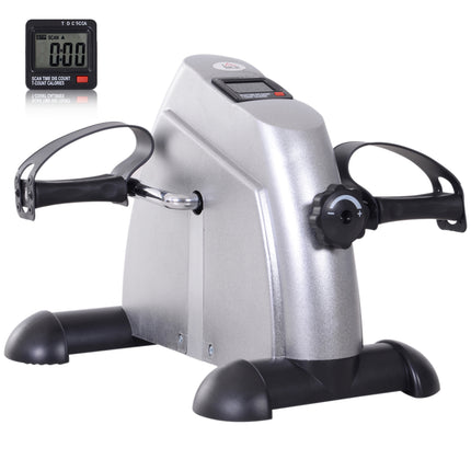 Mini Exercise Bike with Adjustable Resistance and LCD Display - Silver