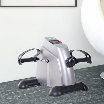 Mini Exercise Bike with Adjustable Resistance and LCD Display - Silver