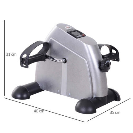 Mini Exercise Bike with Adjustable Resistance and LCD Display - Silver