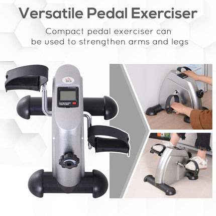 Mini Exercise Bike with Adjustable Resistance and LCD Display - Silver