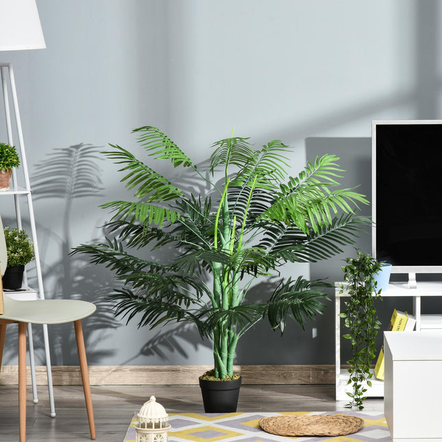 125cm Artificial Palm Tree with 18 Leaves in Nursery Pot - Green