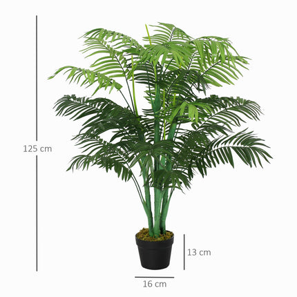 125cm Artificial Palm Tree with 18 Leaves in Nursery Pot - Green