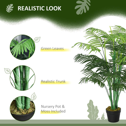 125cm Artificial Palm Tree with 18 Leaves in Nursery Pot - Green