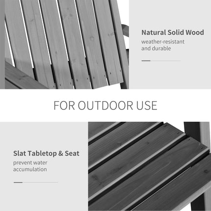 2 Piece Wooden Garden Bench and Table Set with Parasol Hole - Grey