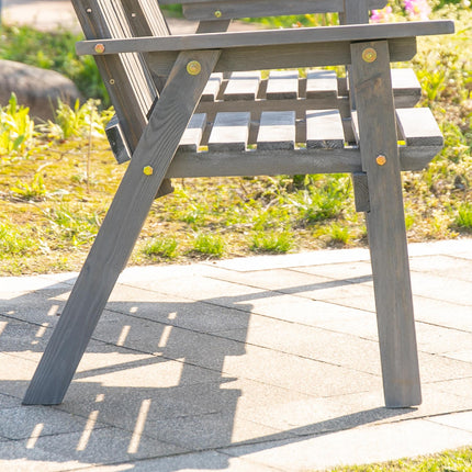 2 Piece Wooden Garden Bench and Table Set with Parasol Hole - Grey