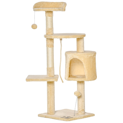 Cat Tree House 114 cm with Condo and Perches - Beige