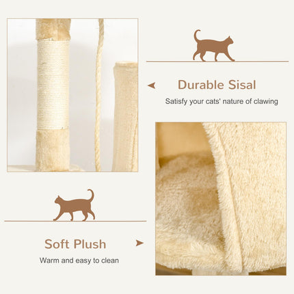Cat Tree House 114 cm with Condo and Perches - Beige