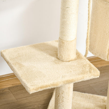 Cat Tree House 114 cm with Condo and Perches - Beige