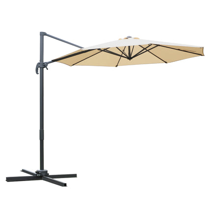 3 Metre Patio Offset Cantilever Parasol with Cross Base - Beige