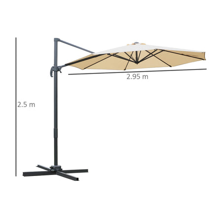 3 Metre Patio Offset Cantilever Parasol with Cross Base - Beige