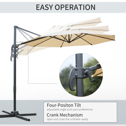 3 Metre Patio Offset Cantilever Parasol with Cross Base - Beige