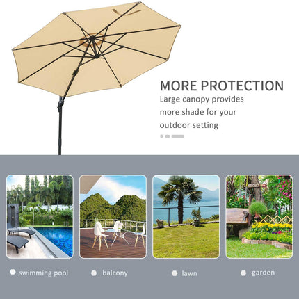 3 Metre Patio Offset Cantilever Parasol with Cross Base - Beige